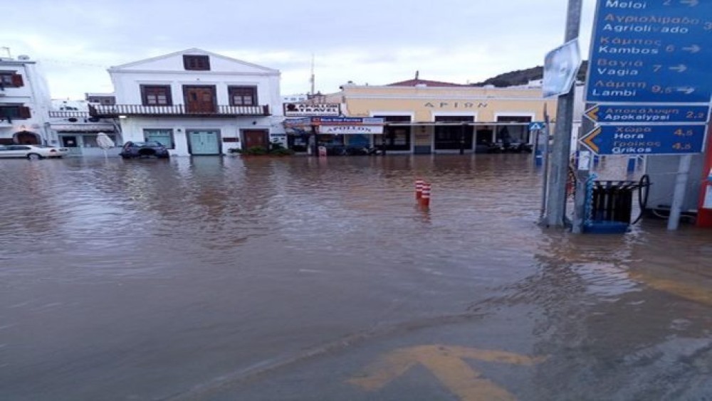 Εκτεταμένες ζημιές από τη βροχόπτωση στην Πάτμο