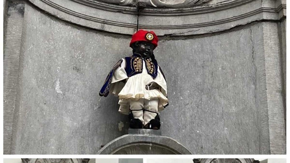 Εύζωνας το αγαλματάκι Manneken Pis στις Βρυξέλλες