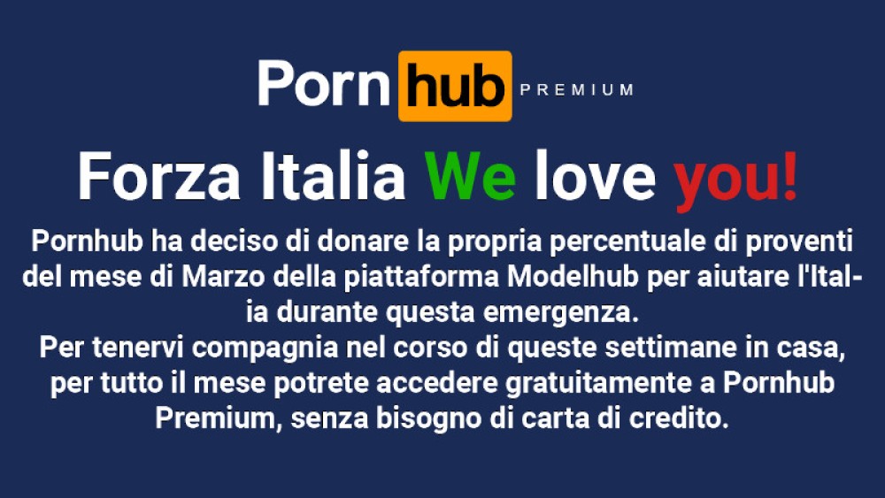 Το Pornhub&#8230; ενθαρρύνει τους Ιταλούς να μείνουν σπίτι με δωρεάν υλικό